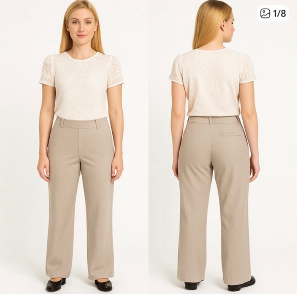 L.L. Bean Women's Beige Trousers wide leg beige